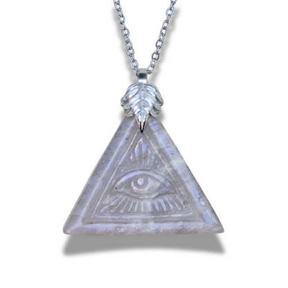 Pendentif Oeil de la Providence en Pierre de Lune (PE2015)