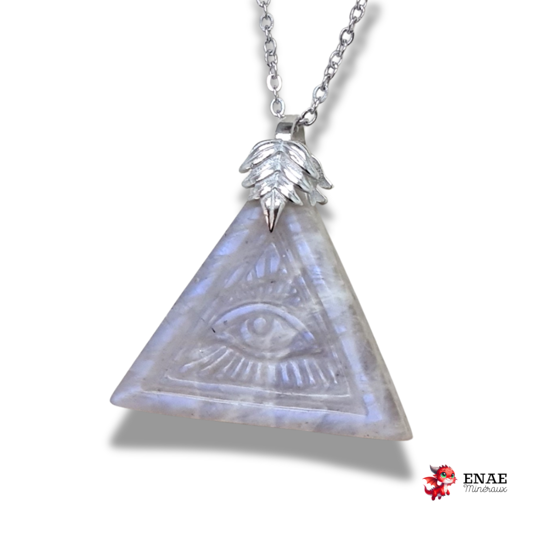 Pendentif Oeil de la Providence en Pierre de Lune (PE2015)