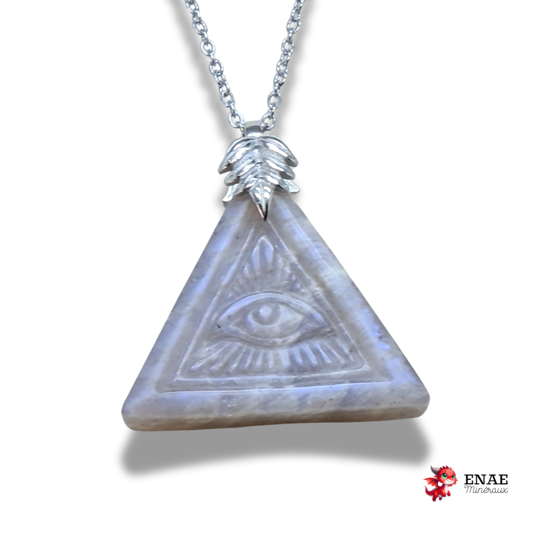 Pendentif Oeil de la Providence en Pierre de Lune (PE2015)