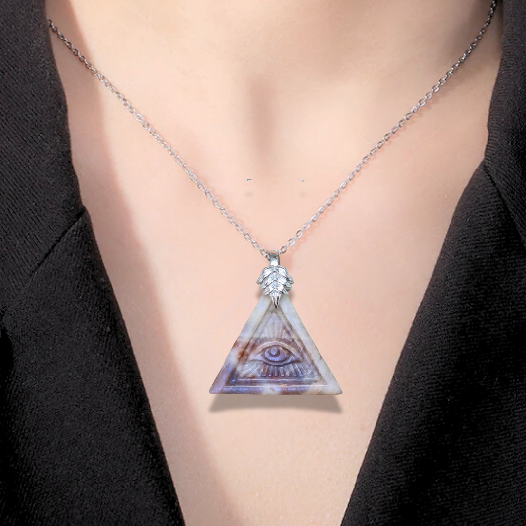 Pendentif Œil de la Providence en Pierre de Lune (PE2079) - ENAE Minéraux