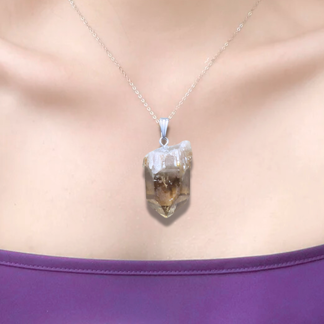 Pendentif en pointe de Citrine brute (PE2067) - ENAE Minéraux