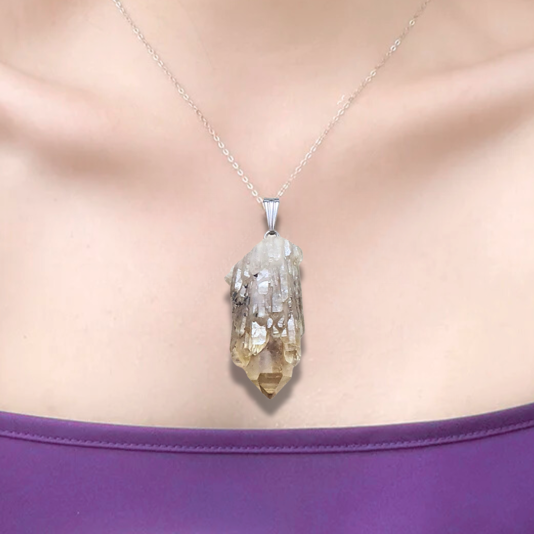Pendentif en pointe de Citrine brute (PE2068) - ENAE Minéraux