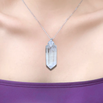 Pendentif en pointe de Cristal de Roche Lodolite (PE2101)