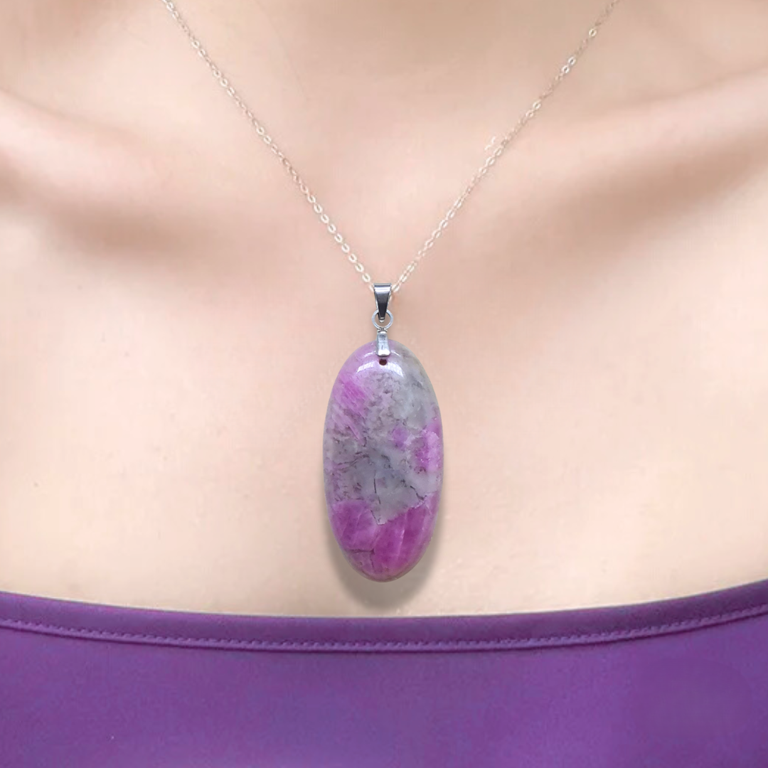 Pendentif en Rubis et Sillimanite (PE2085) - ENAE Minéraux