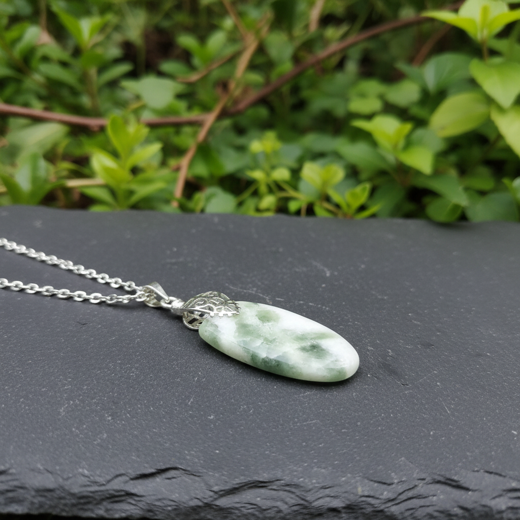 Pendentif en Tourmaline verte et Quartz (PE2090)