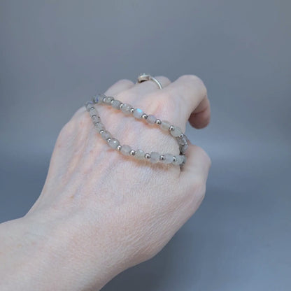 Bracelet triple tour et collier en Labradorite (COLBR23-01)